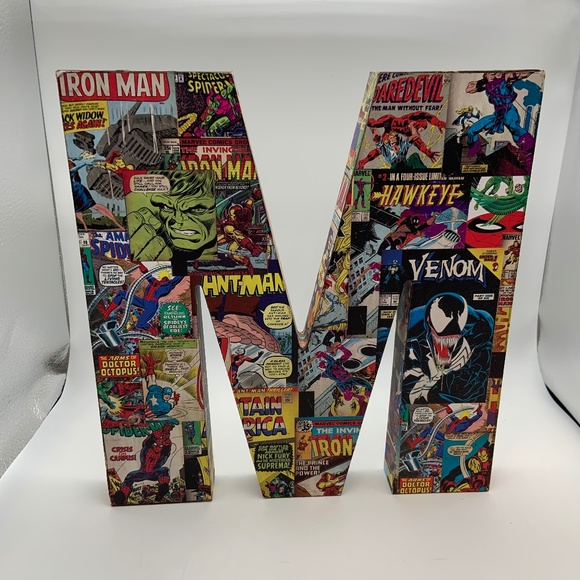 Marvel Comics Letter M Wall Hanging Retro Comics Wooden Wall Decor - Picture 1 of 16